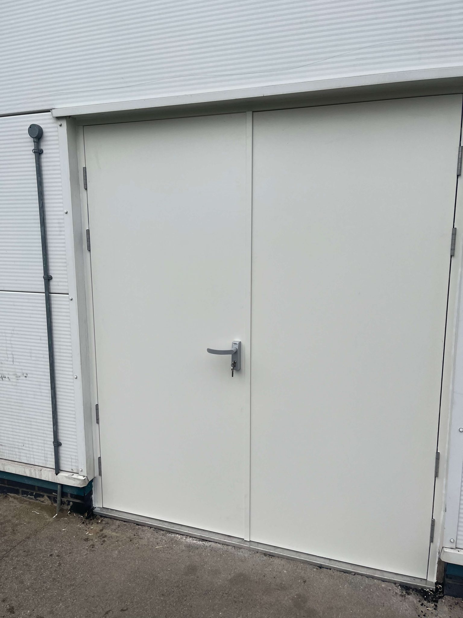 double steel doors with handle